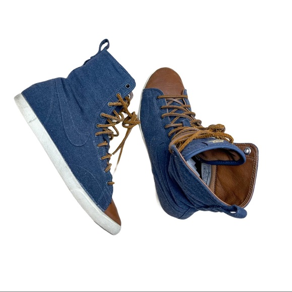 Nike Racquette Mid Denim Leather Lace Up Woman 7.5 - Picture 3 of 11